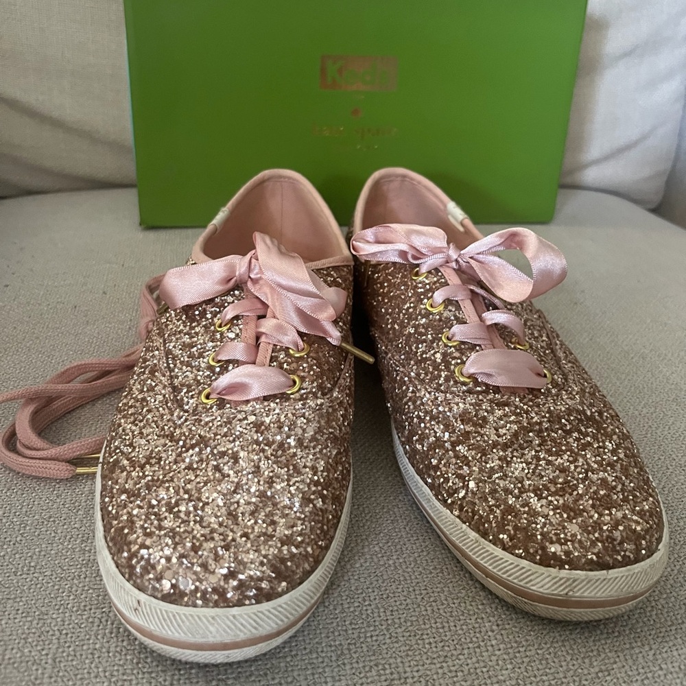 Keds Glitter Sneakers with Pink Laces